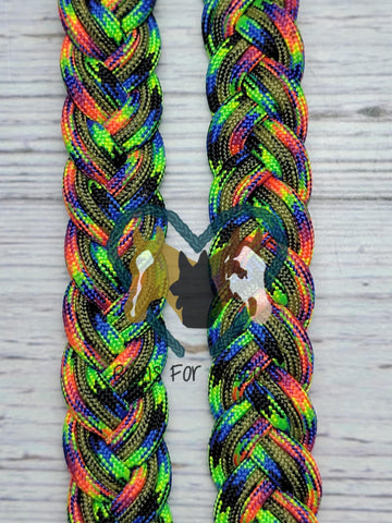 6 foot OD Green, Rockstar & Gecko Adjustable Riding Reins