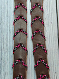 6 Foot Adjustable Leather Reins w/Neon Ninja Pink
