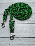 Green with Black X Adjustable Reins