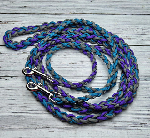 Charcoal, Turquoise & Purple 2-Dog Leash