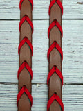 8-1/2 Foot Adjustable Leather Reins w/Red