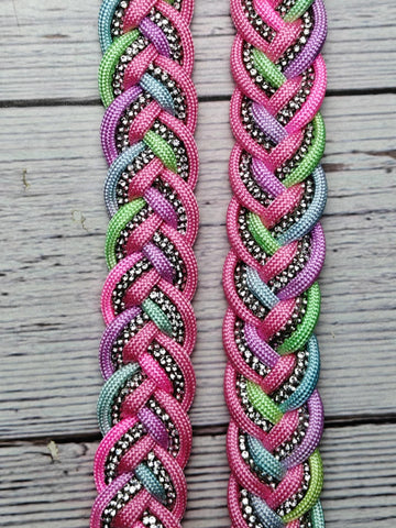 Pastel Rainbow & BLING Adjustable Reins