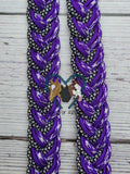 Silver Diamonds, Purple & UV Camo Adjustable Riding Reins