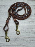 Brown Leather Reins with Royal Mountain Trim