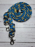 Caribbean Blue & Tan Adjustable Riding Reins