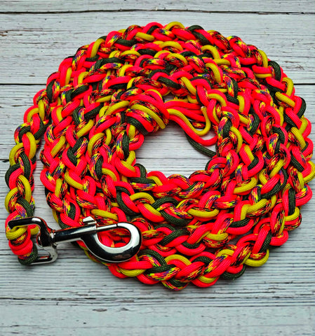 Phoenix Sunrise, Flame, Orange, Yellow & OD Green Lead Rope