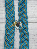 Neon Turquoise & Tan Adjustable Riding Reins
