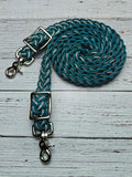 BLING with Green Teal/Black Stripe Adjustable Reins