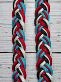 Red, Blue, Black & White Adjustable Reins