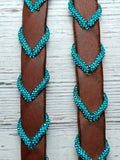 Blue BLING, 8.25 ft. Leather Reins, Adjustable