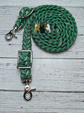 Green & BLING Adjustable Riding Reins