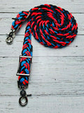 Neon Orange, Black & Blue Adjustable Reins