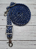 Royal Blue with Black Strip & BLING Adjustable Reins