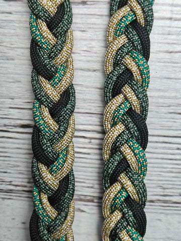 Green & Tan Diamonds with Turquoise Accents Basic Reins