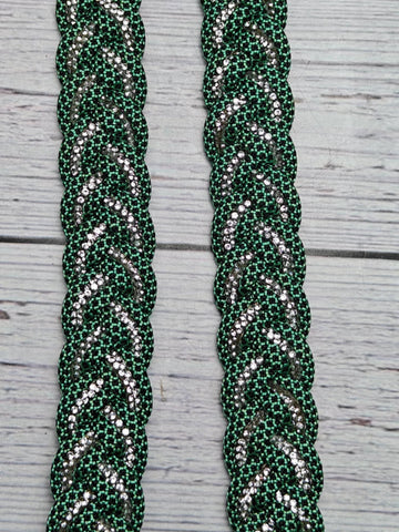 Green X & BLING Adjustable Riding Reins
