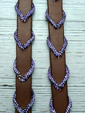 Purple BLING, 8.25 ft. Leather Reins, Adjustable