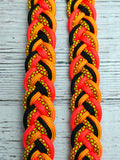 Yellow Diamonds, Black & Orange Adjustable Reins