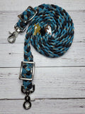 Abyss, Black, Turquoise with Black X Adjustable Riding Reins