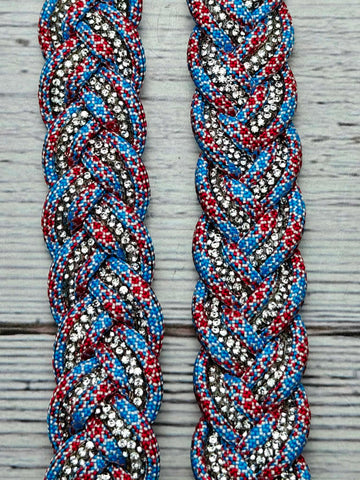 Red, White & Blue Diamonds BLING Adjustable Reins