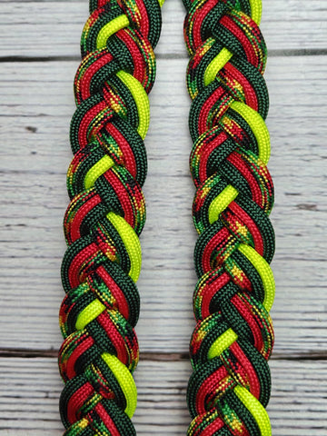 Jamaican with Dark Green, Red & Yellow Adjustable Reins