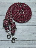Burgundy & BLING Adjustable Riding Reins
