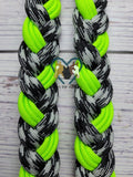 Black/White Check with Neon Green Adjustable Riding Reins