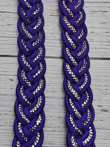 Acid Purple & BLING Adjustable Riding Reins