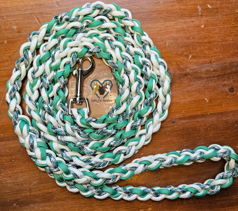 Green & White Patterned Dog Leash