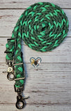 Mint Green & Diamonds Adjustable Riding Reins