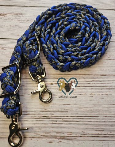 Royal Blue with Blue Camo Adjustable Riding Reins