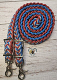 Red, Silver & Blue Adjustable Riding Reins