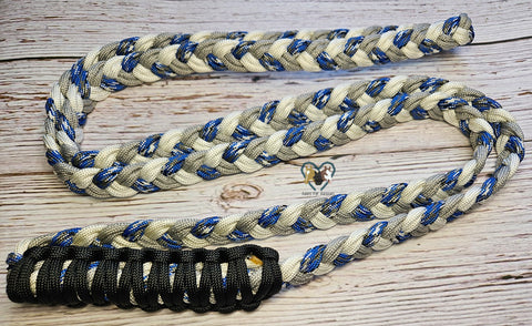 Gray, White with Blue & Black Patterned Neck Rope