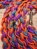 Caribbean Blue, Purple & Solar Orange Dog Leash