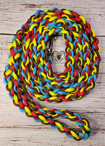 Red, Yellow, Brown & Turquoise Dog Leash