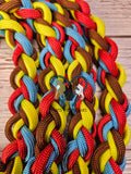 Red, Yellow, Brown & Turquoise Dog Leash