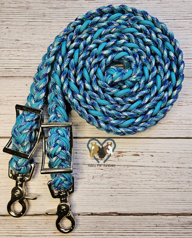 Turquoise & Blue Patterned Adjustable Riding Reins