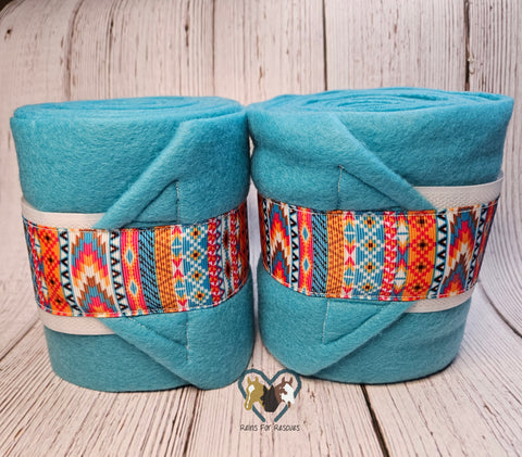 Turquoise Aztec Equine Polo Wraps by Poloz R Us