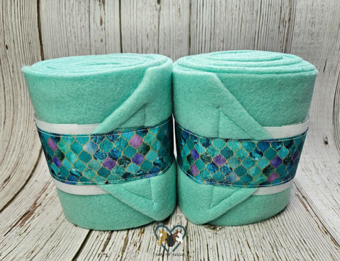 Mint Green Mermaid Scales Equine Polo Wraps by Poloz R Us