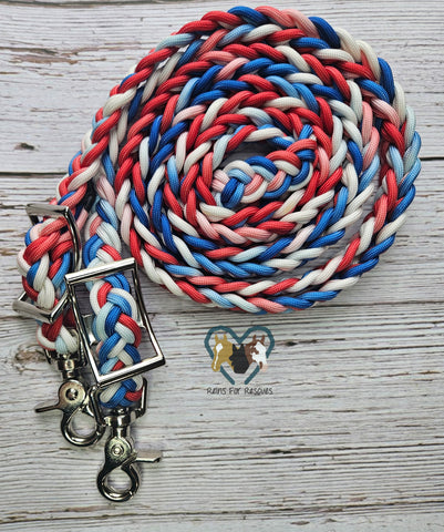 Patriotic Red, White & Blue Ombre Adjustable Riding Reins