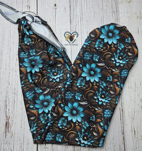 Turquoise Flowers Tail Bag by Cactus Tails