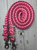 Hot & Rose Pink & Fuchsia Adjustable Riding Reins