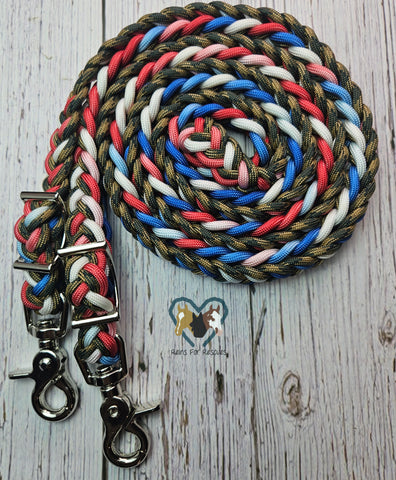 Red, White & Blue Patriotic Ombre & Camo Adjustable Riding Reins