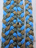 Baby Blue, Brown, Black with Hint of Green Adjustable Riding Reins