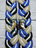 Beige, Royal Blue, White & Black Adjustable Riding Reins