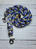 Beige, Royal Blue, White & Black Adjustable Riding Reins