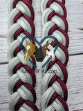 Burgundy, Silver & White Adjustable Riding Reins