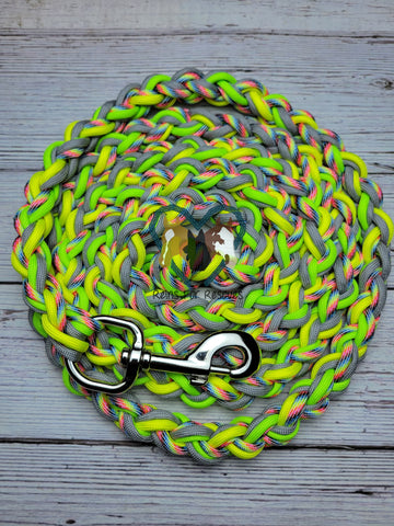 Light Stripes, Yellow, Lime Green & Silver Lead Rope