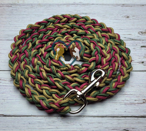 Burgundy, Forest Green & Gold Lead Rope