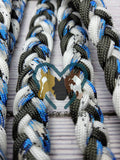 White, Black, Gray & Blue Patterned Neck Rope