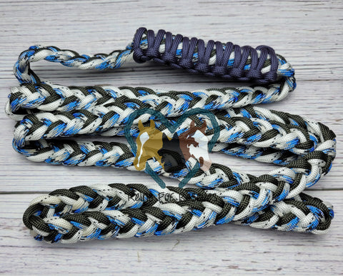 White, Black, Gray & Blue Patterned Neck Rope